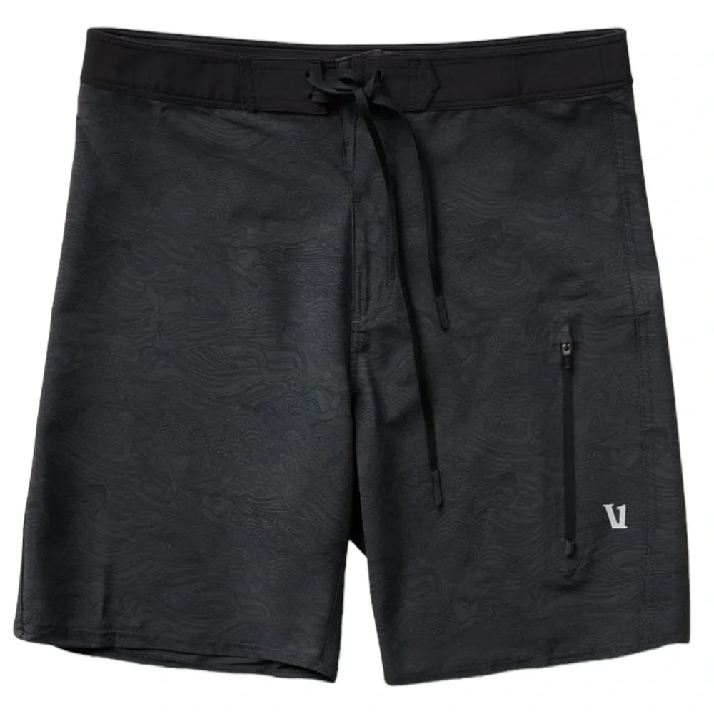 Vuori Infinity Boardshorts Black Vintage Ocean Print Black Gray Size 34 NWOT - Picture 12 of 12